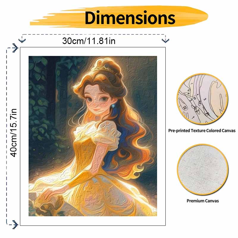 Disney Princess Belle Oil Painting Kit Canvas DIY Home Decor Gift Enchanting Beauty Masterpiece