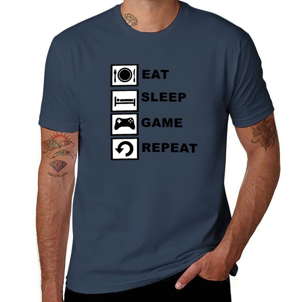 Eat Sleep Game Repeat Tshirt Stain Resistant Casual Tee