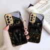 Fantastic Black Cat For Samsung A 01 52S A04 A05S A10 A12 A13 22 23 24 36 42 M02 Note 10 20Ultra 8 9 Golden glass phone case