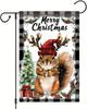 Christmas Garden Ag 12x18 Inch Squirrel with Antlers and Lights Merry Christmas Outdoor Yard Porch Lawn Banner for Holiday LLG