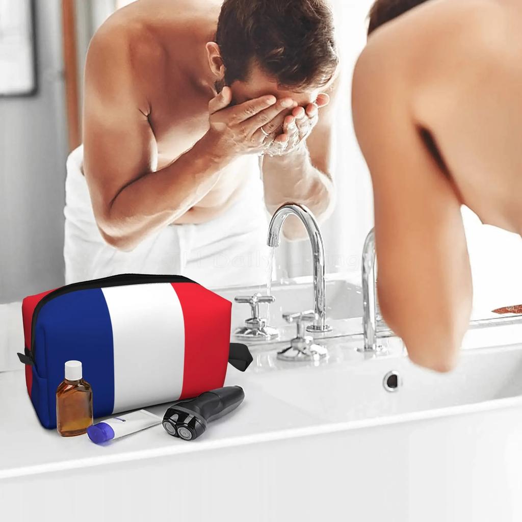 French Flag Travel Toiletry Bag Makeup Cosmetic Bags Pouch Large Accessories for Women Men Girls Gifts Waterproof Zipper