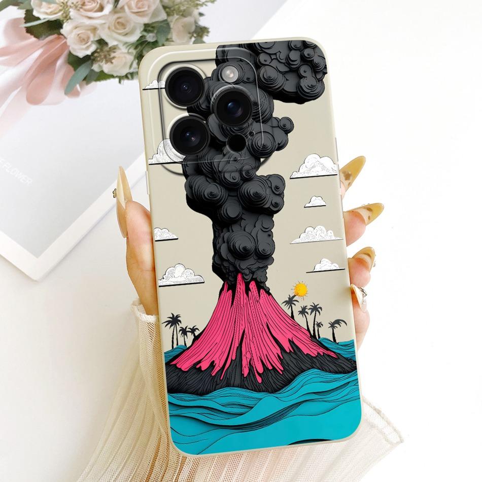 For iPhone 16 Pro Max Fashion Dusk Beach Painting Phone Case For iPhone16 16Pro 16ProMax Soft Silicone Covers Bumpers