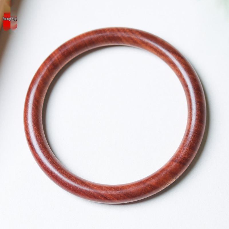 Ethnic Style Wenwan Jewelry - Blood Sandalwood, Green Sandalwood, Ebony, Rosewood, and Agarwood Thin Bangle Bracelet (0.8 Round Bar).