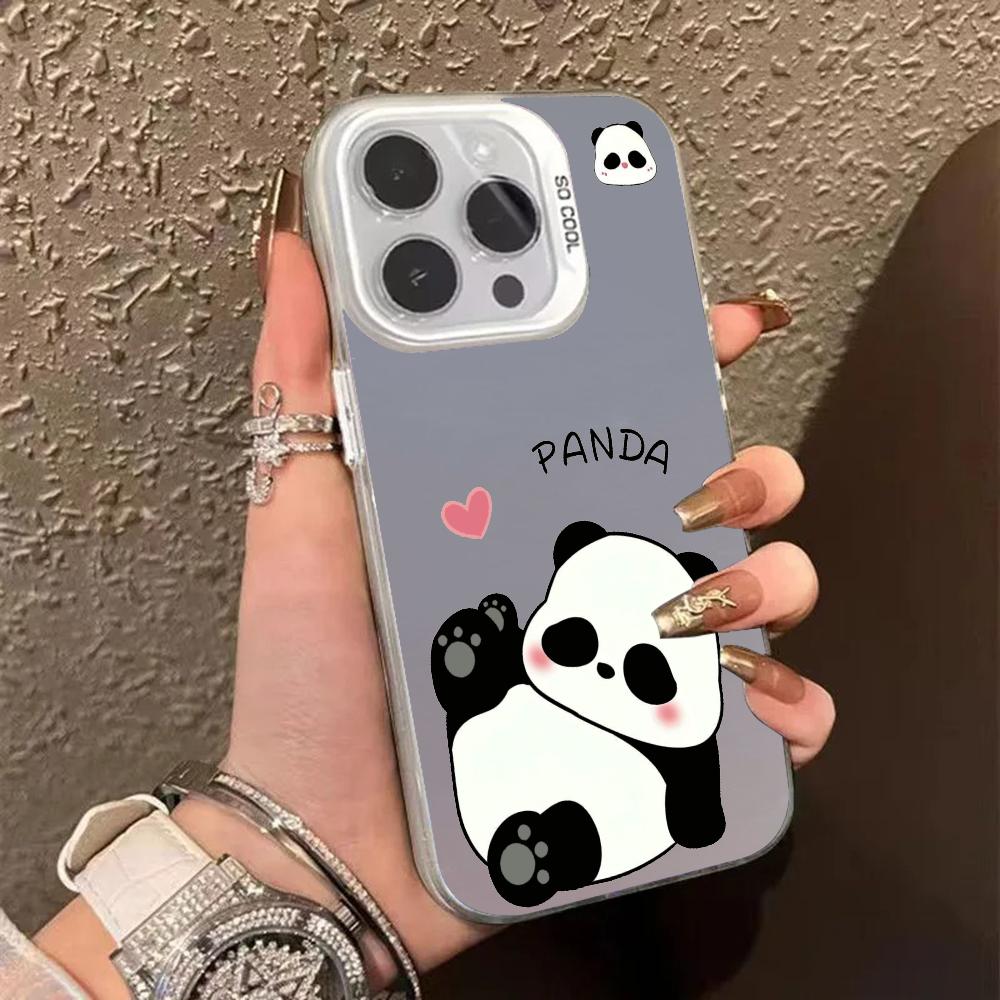 Cute Panda phone case suitable for iPhone 16, 15, 14, 13, 12, 11 Pro/Max/Plus shockproof back cover and anti drop