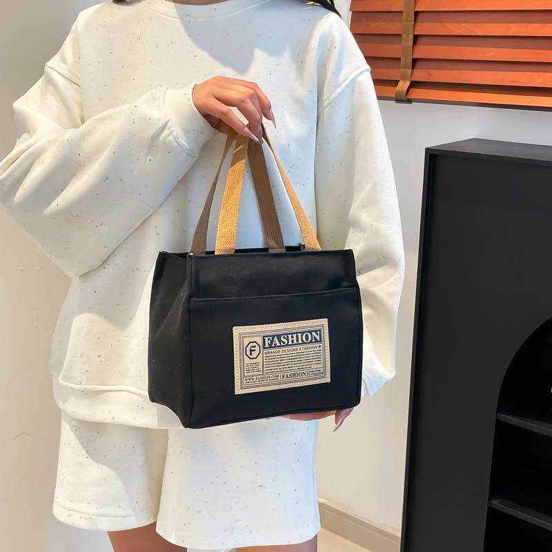 High-value canvas handbag office worker simple portable casual handbag student lunch box bento bag
