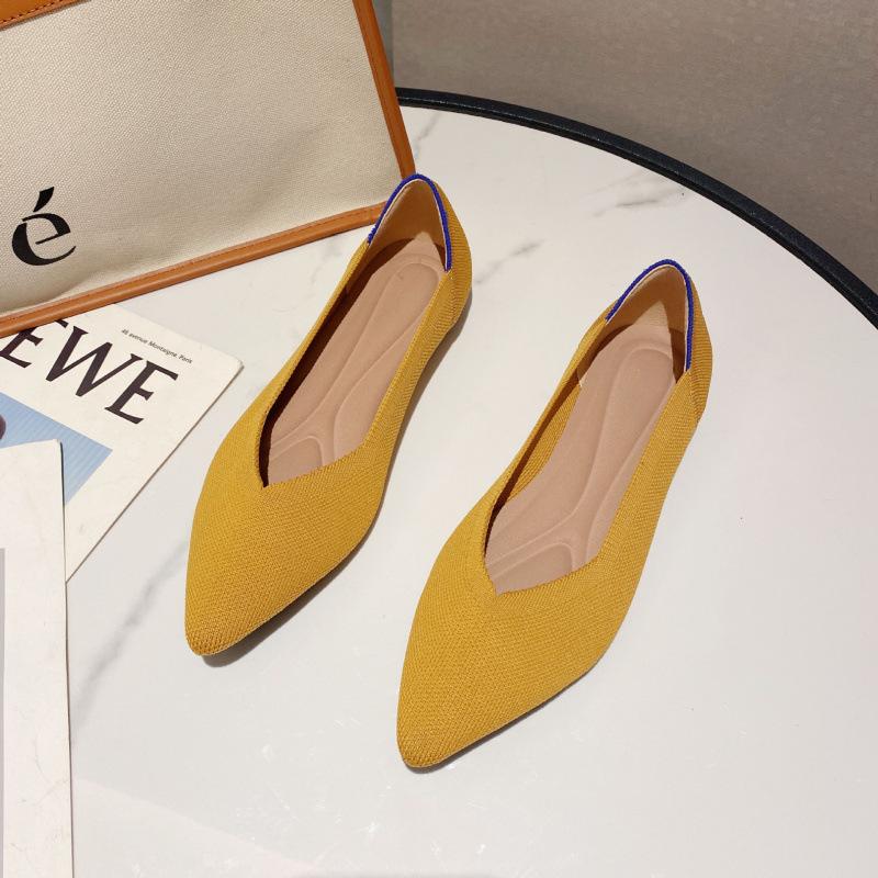 Temperament Fan Fei Weben Farbe Flache Schuhe Strickschuhe Gestrickte spitze Bootsschuhe Doudou-Schuhe