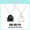 Black And White Ghost Necklace Halloween Gift Alloy Pendant Cartoon Style Regular Chain