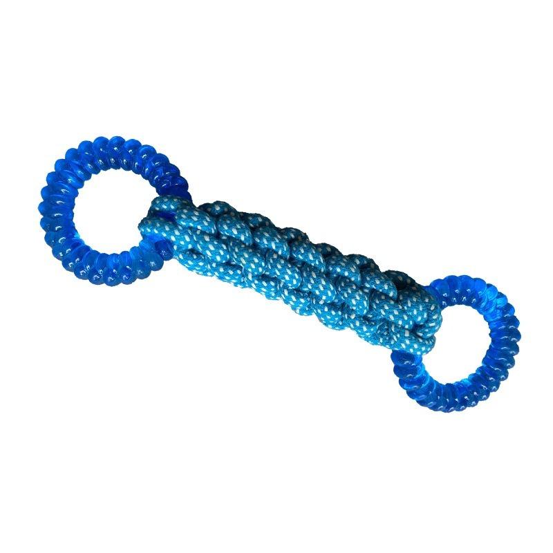 Interactive Double Ring Cotton Rope Dog Toy Tug Of War Molar Chewing Pet Supplies синий