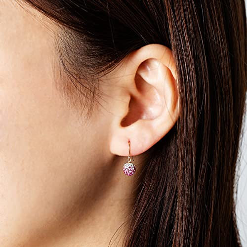 Estelle Rhinestone 10K Yellow Gold Earrings (Pink)
