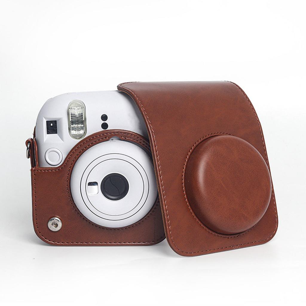 Instant Camera Case PU Leather Protective Bag Cover For Instax Mini 12 with Removable Adjustable Strap