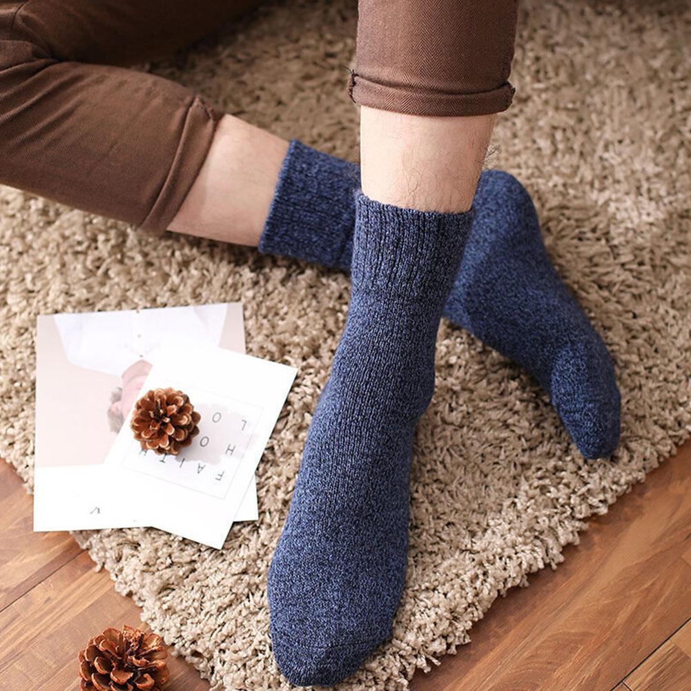 5 Pairs Winter Warm Men’s Socks Thick Fleece Socks Super Thicker Solid Color Socks Winter Socks Against Cold Snow Terry Socks