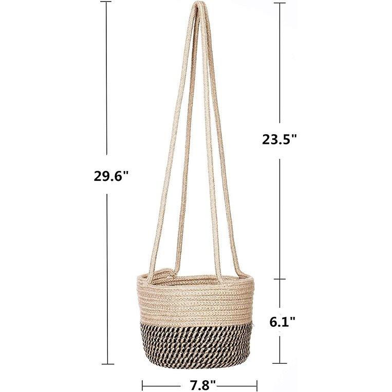 Handmade Woven Hanging Planter Basket Round Plant Pot Storage Basket Wall Hanging Basket for Indoor Outdoor Home Decor
