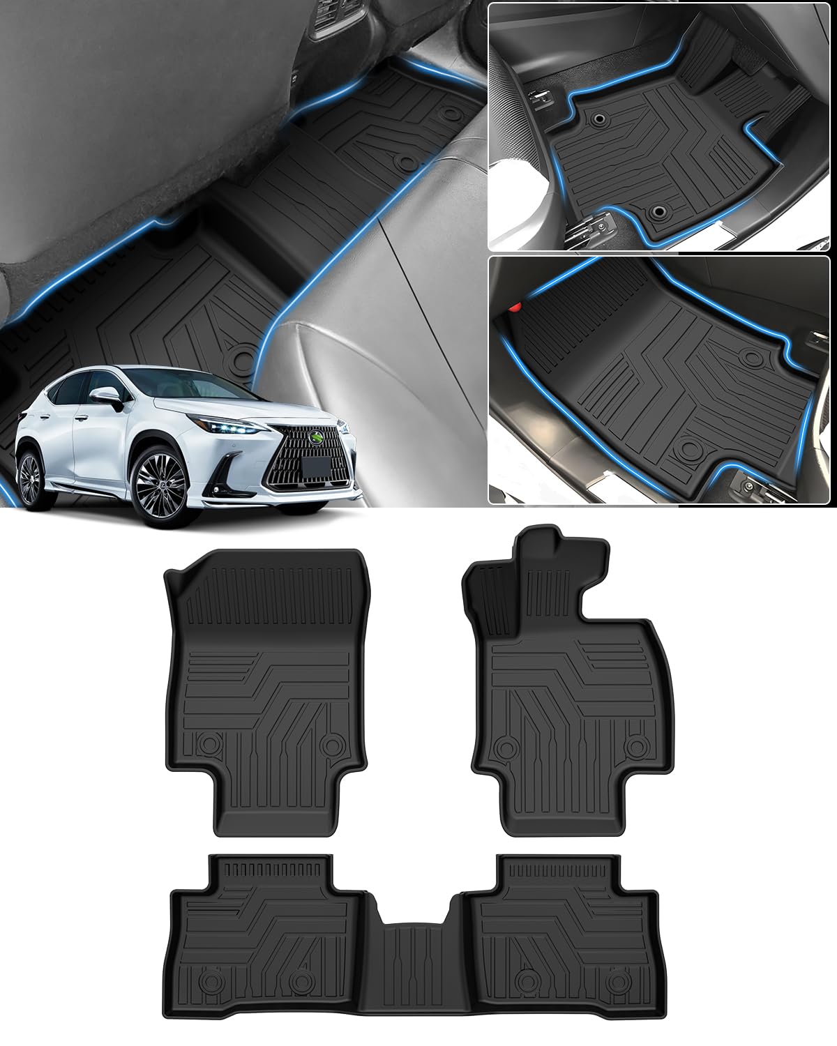 

Cartist 3D Коврики для пола для Lexus New NX NX250 NX350h Автоматическая коробка передач TPE Индивидуальный Легкий Защитный Комплект NX450h+ (R3.11-Настоящее время) - Водонепроницаемый, чёрный