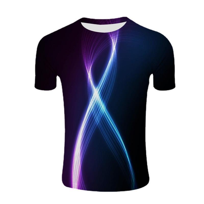 Summer 3D Digital Printed Men's Light Round Neck Pullover T-shirt Popular on The Streets Cities Shirt