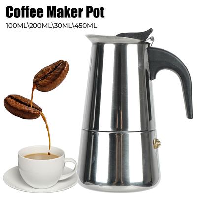Moka Kaffeemaschine Kaffeemaschine Kanne Mokka Espresso Latte Herd Filter Kaffeekanne für Küche 2/4/6/9 Tassen Edelstahl
