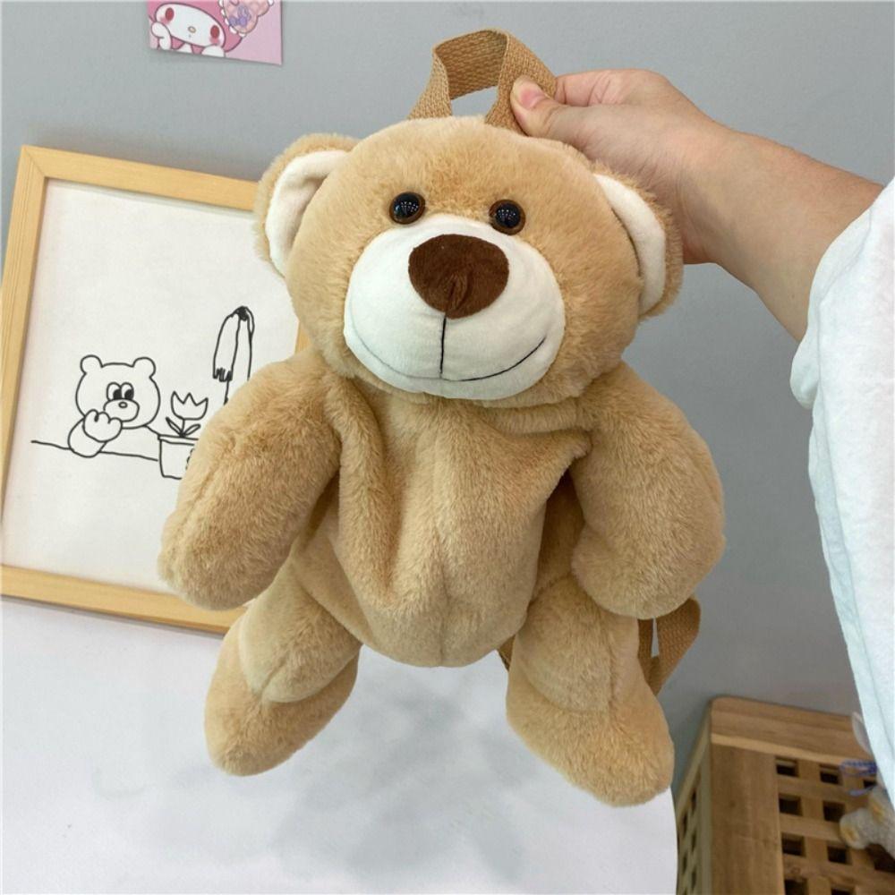 Lovely Cartoon Brown Bear Backpack Children Cute Plush Toy Kawaii School Bag Kindergarten Girls Boys Birthday Festival Gift
