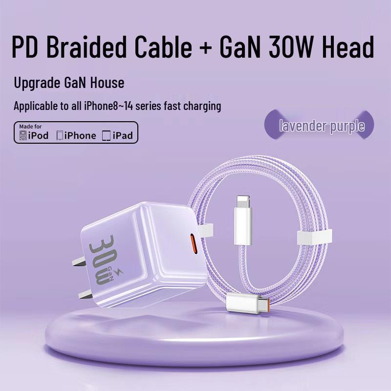 PD 30W Transparent GaN Charger for Apple 8-17 Phones - Fast Charging