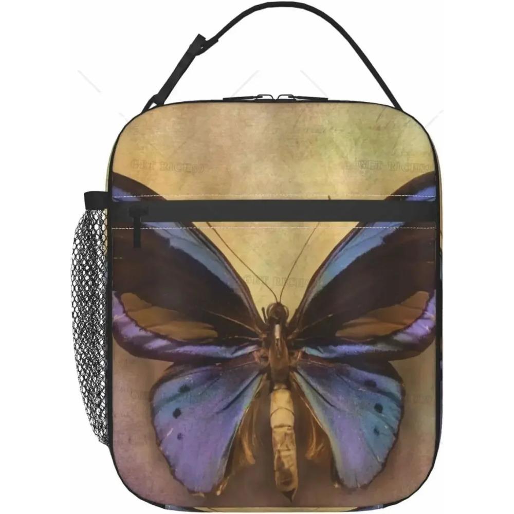 

Изолированная фиолетовая сумка для ланча с бабочкой - многоразовая сумка-холодильник для женщин/мужчин - водонепроницаемая и герметичная - ланч-бокс для пикника в офисе 26x21x11CM зелёный