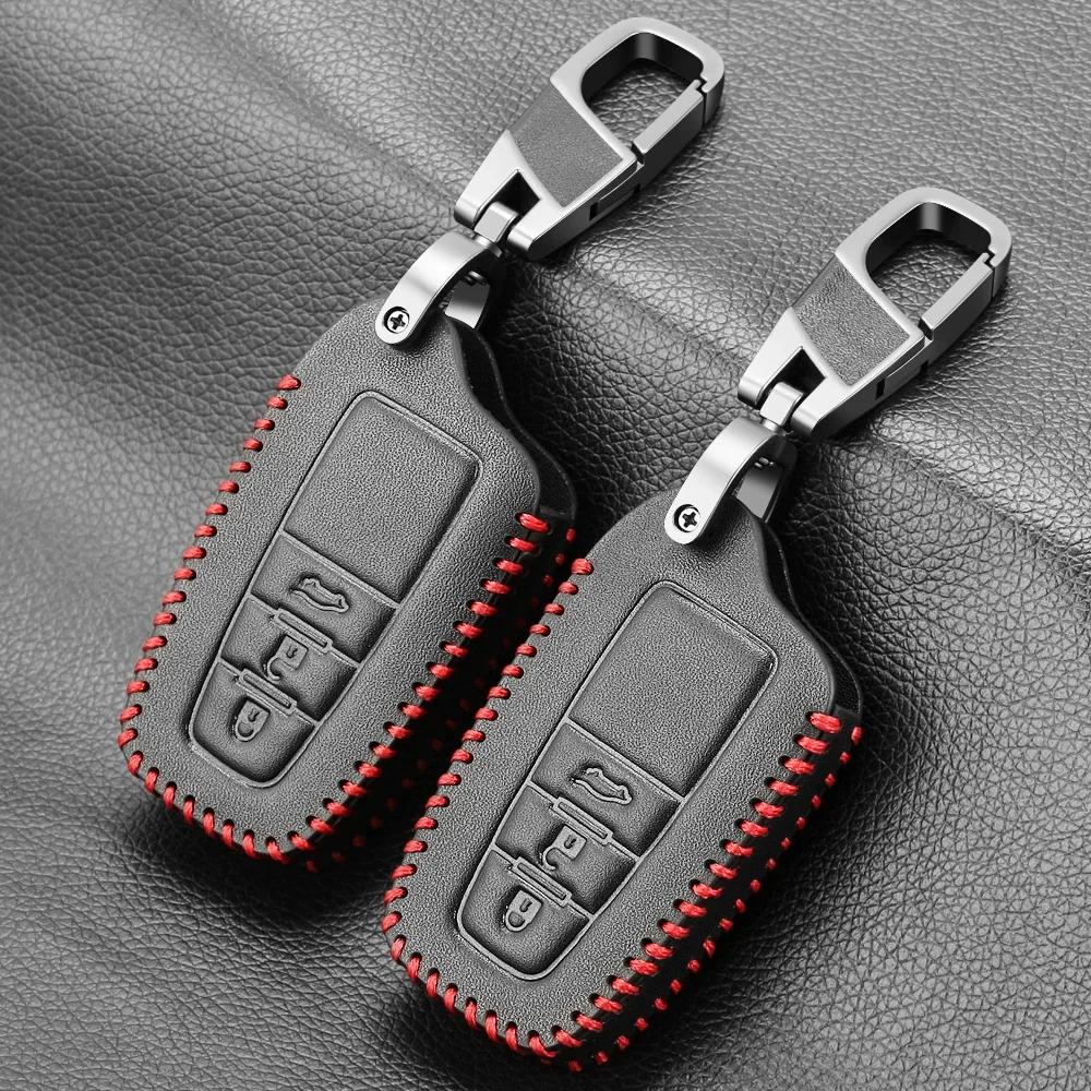 Leather Car Key Cover For Toyota Corolla Rav4 Camry 70 Prado Rav 150 3 4 Button Key Case Holder Accessories Shell