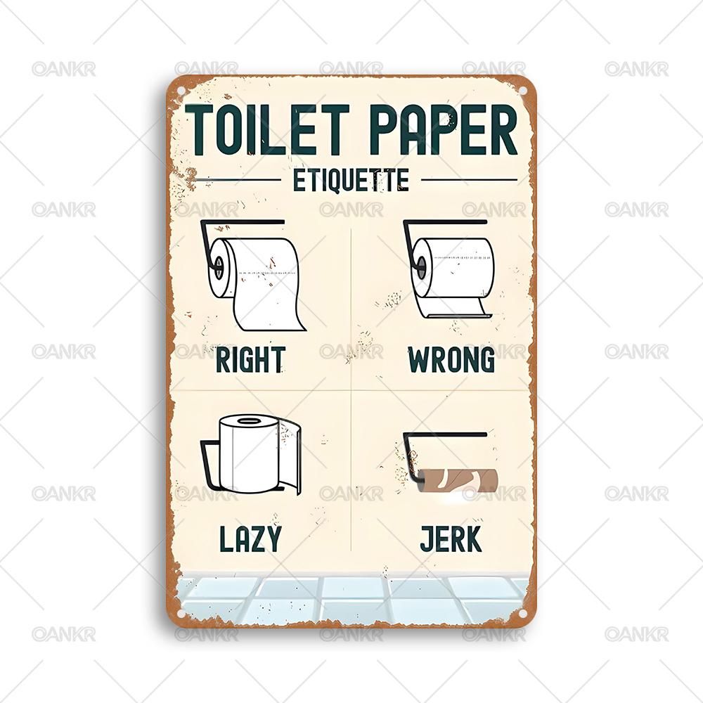 

Vintage Bathroom Decor Poster Metal Tin Sign Toilet Paper Poster Retro Metal Signs for Toilet Home Wall Art Decor Accessories 20x30cm（7.8x11.8inch）