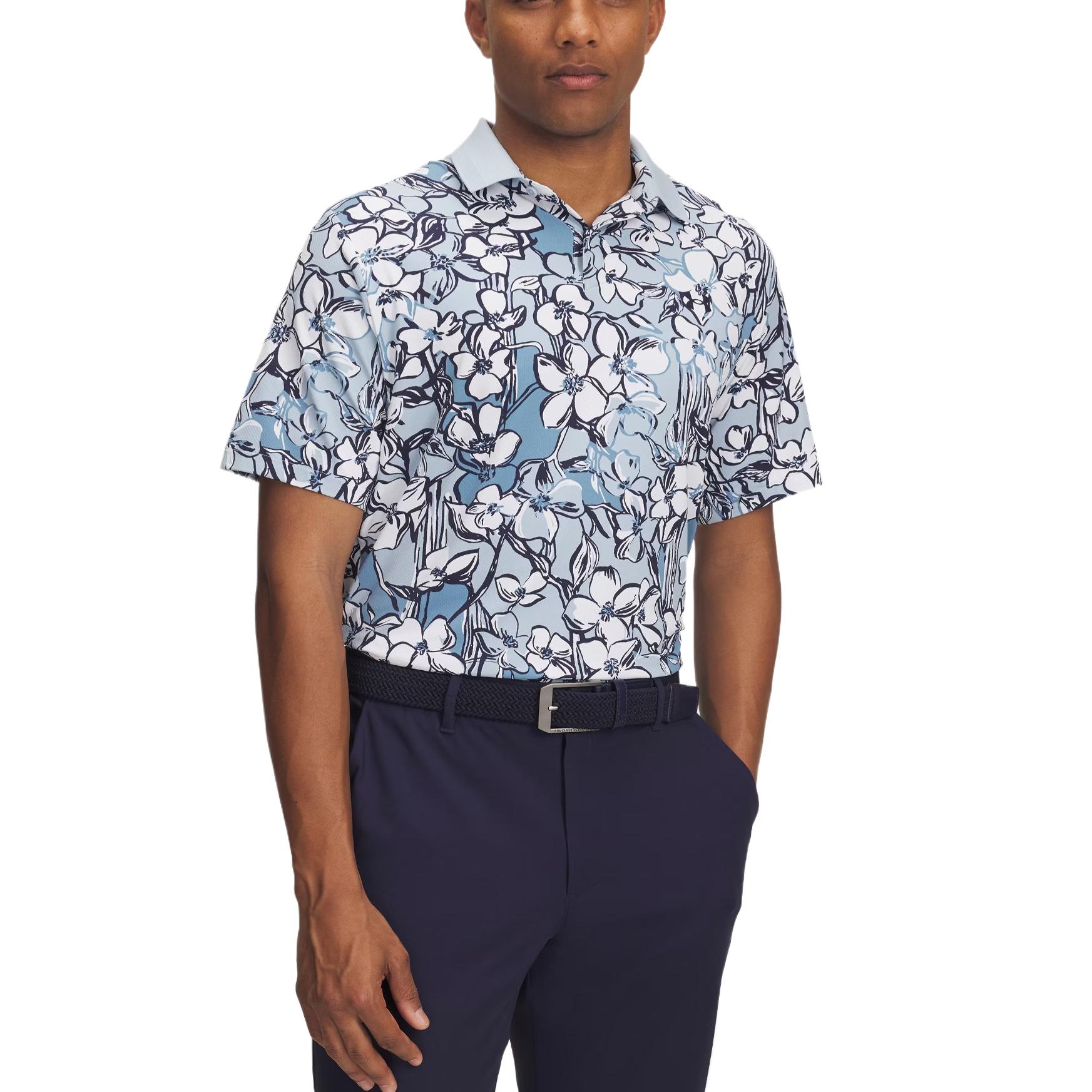 

Under Armour Drive Chill Printed Fashion Simple Trendy Short Sleeve Polo Shirt Men tops 1389597-453 XL