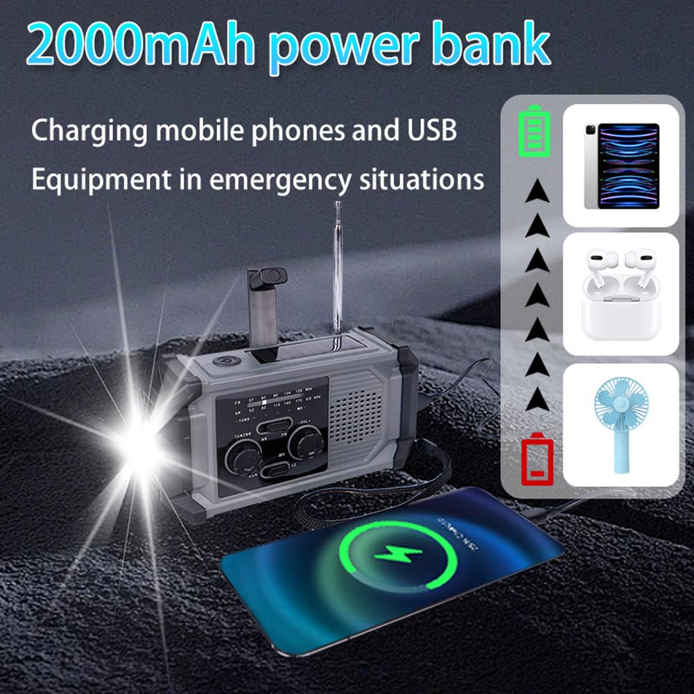 Emergency Hand Crank Radio Solar Powered Radio with LED Flashlight SOS Alarm Portable Radio for Outdoor Camping and Emergency