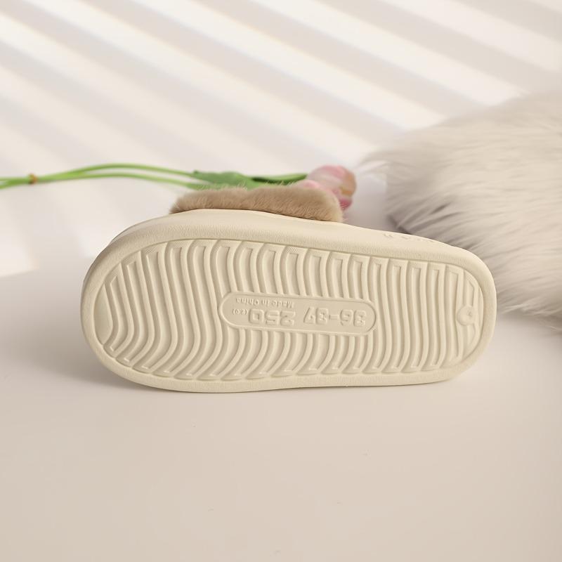 Women's Wide-Width Slip-On Winter Slippers - Thick Platform Indoor House Shoes with Non-Slip EVA Sole, Soft Fabric Upper, Warm Cushioned Footbed