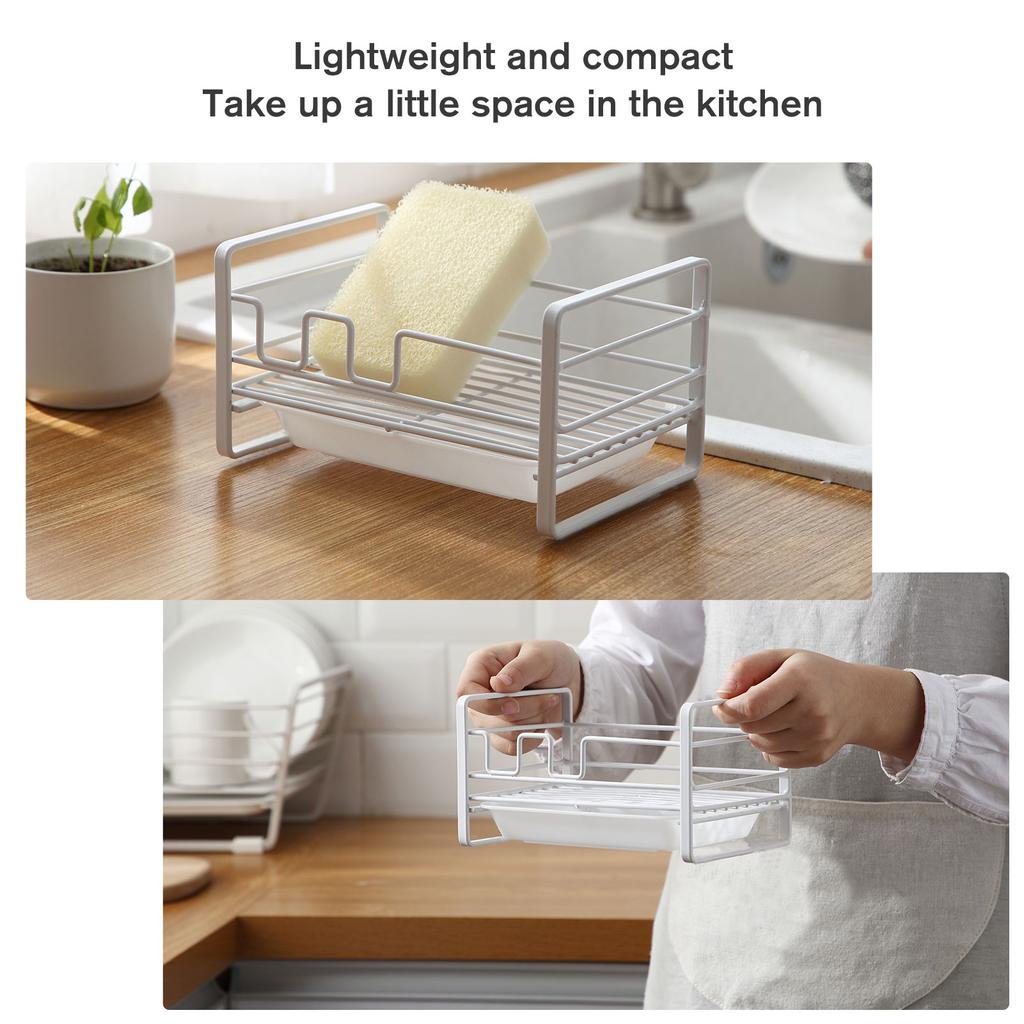 Spons Zeep Borstelhouder Keuken Zeep Opvangbak Aanrecht Sponsrek met Verwijderbaar Afdruiprek Aanrecht Organizer Zeep