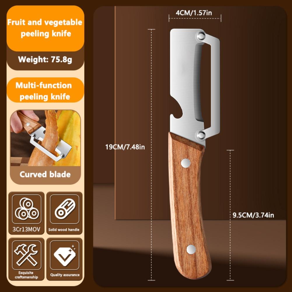 2in1 Stainless Steel Peelrs With Wooden Handle Multi-functional Vegetable Slicing Fruits Peeler Kitchen Tool