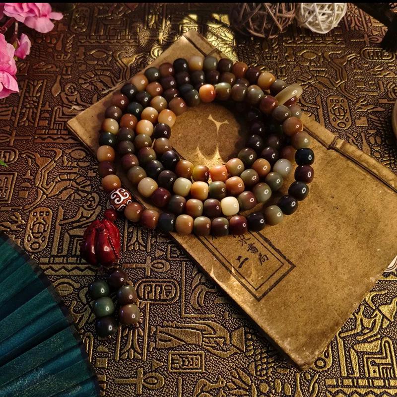 Temple Mutton Fat White Jade Bodhi Root 108 Beads Unisex Bracelet Necklace Pendant Buddhist Beads