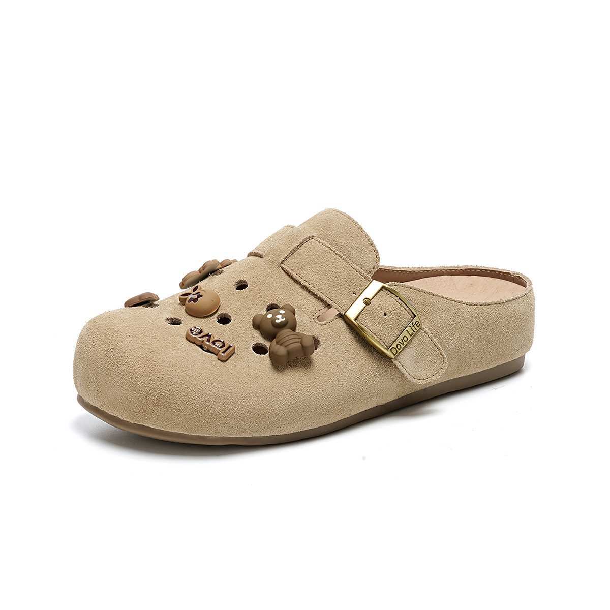 

thick-soled bag head half slippers women s outer hole shoes spring 2025 new lazy one-pedal flat-bottomed cool slippers 35 абрикосовый