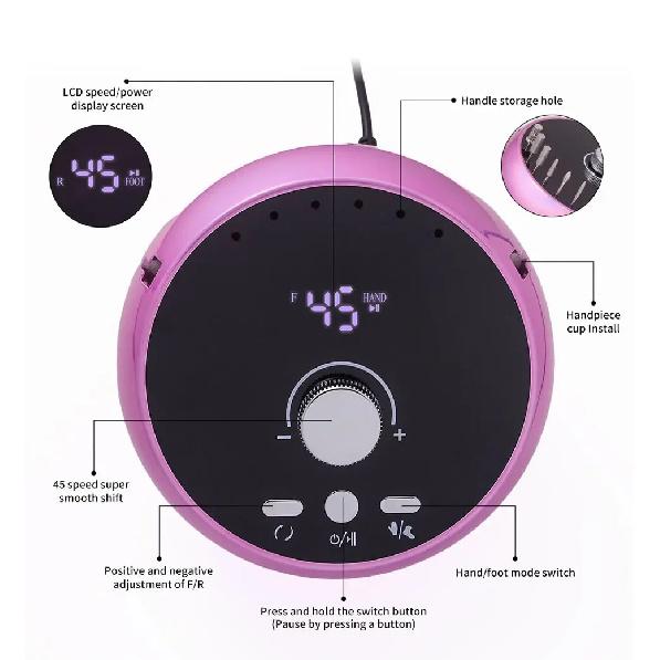 45000RPM Electric Nail Drill Professional Manicure Machine With Brushless Motor Nails Sander Set Nail Salon Polisher Equipment