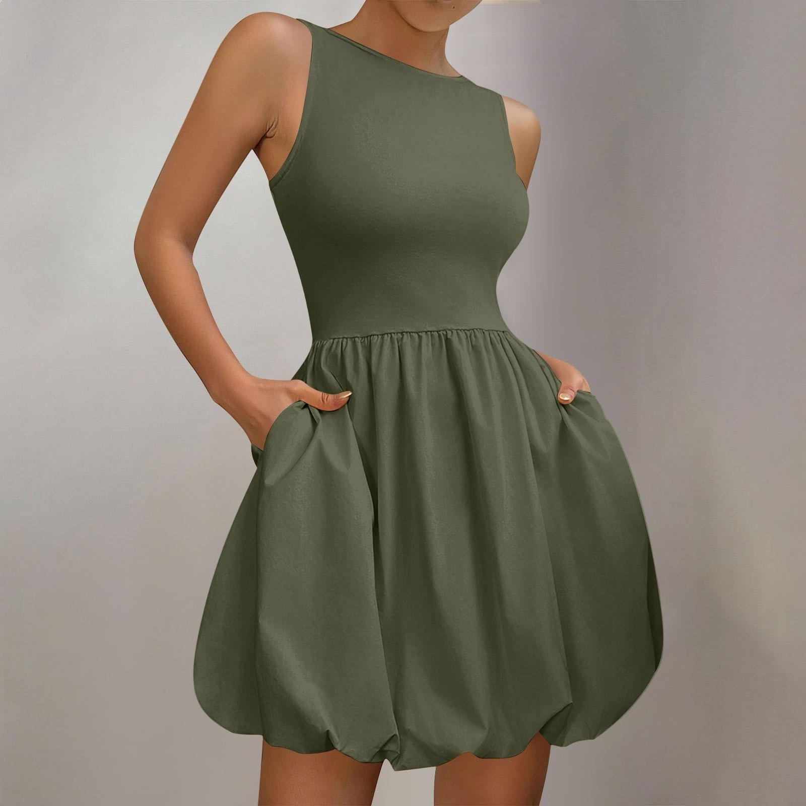 

Женское платье-солнце, летнее, повседневное, однотонное, А-силуэт, без рукавов, топ-платье XL