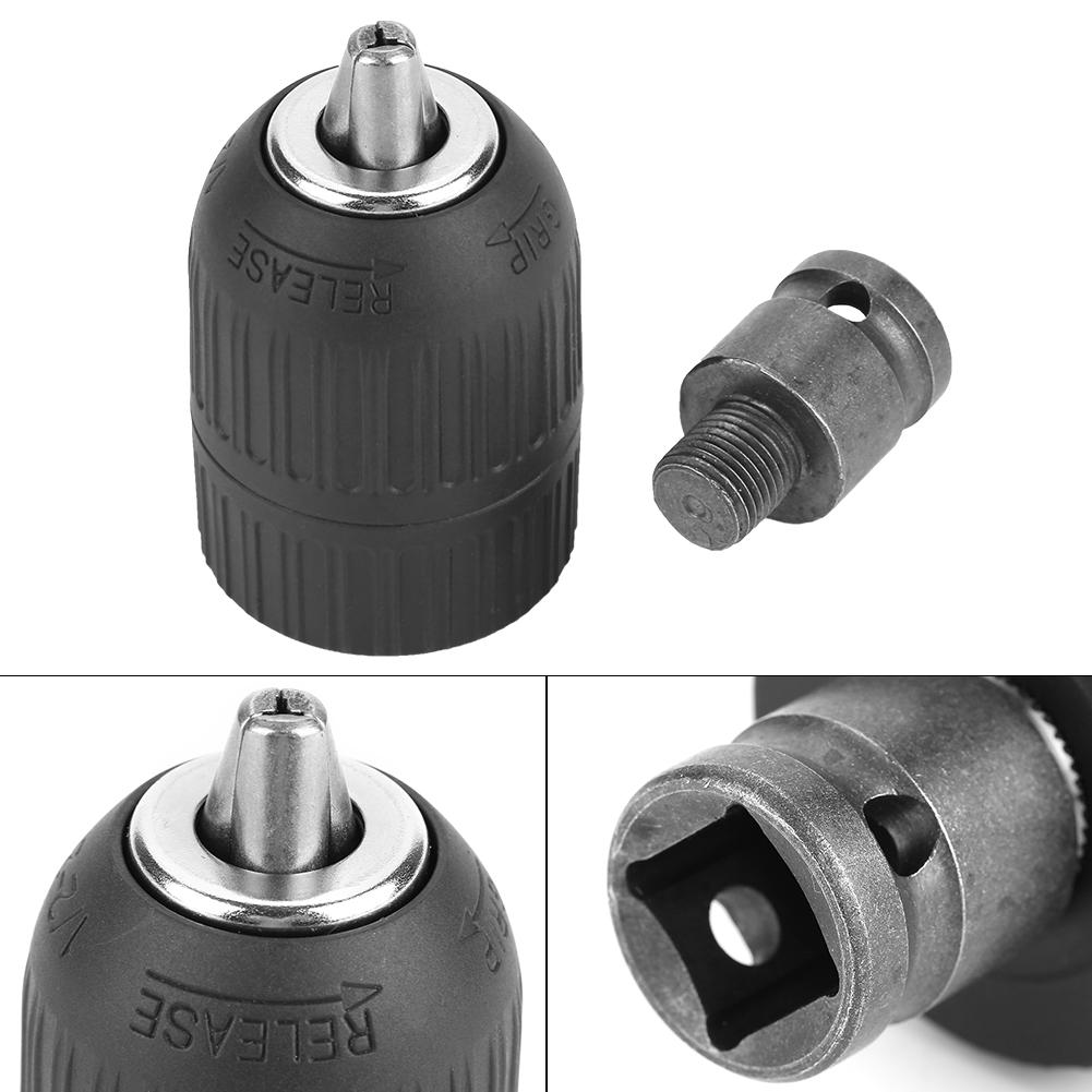 1/2--20UNF Drill Chuck Drill Chuck 2-13mm Keyless Drill Chuck 1/2"-20UNF with 1/2 Chuck Adaptor for Impact Wrench Conversion