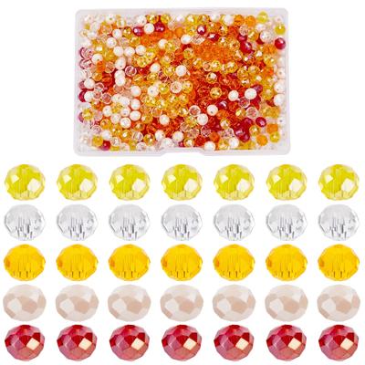 PH PandaHall 500 Pieces Glass Beads Cut Faceted Beads Colorful Beads 5 Colors 6mm Crystal Accessories Materials Handmade Parts Handmade Supplies for
