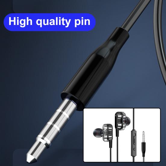 C52 Wired Earbuds Wire Control Noise Reduction In-ear Metal Dual Moving Coil Eight-core 3.5mm Earphones for Gaming