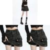 Minigonna in Denim Mimetico Verde Militare con Lavaggio Vintage per l'Uso Casual Estivo