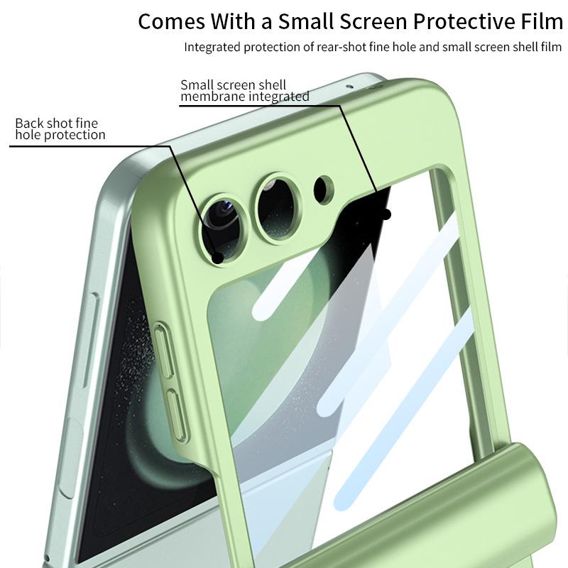 

GKK For Samsung Galaxy Z Flip5 5G Case Magnetic Hinge Protection Phone Cover with Rear Screen Film/Stylus Pink