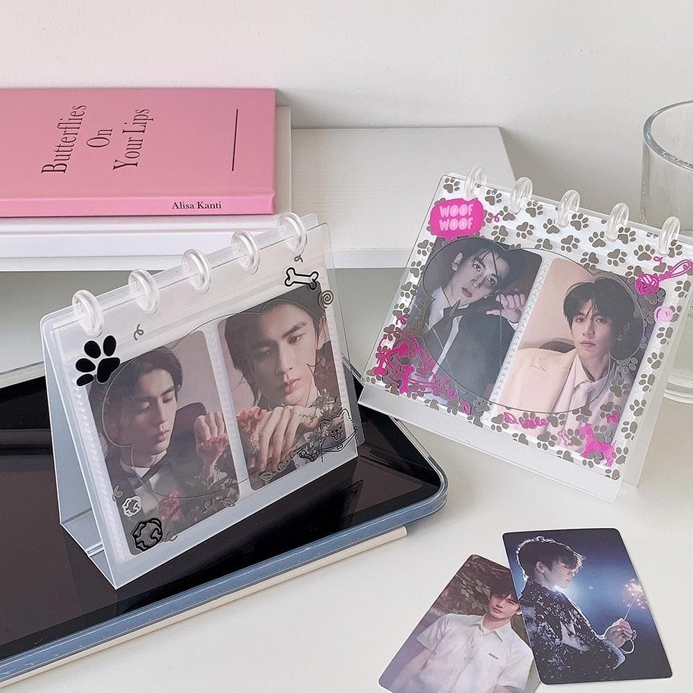 Transparent Flip Up Photocard Holder Cat Dog Photo Album Durable Card Display Rack  Birthday Gift
