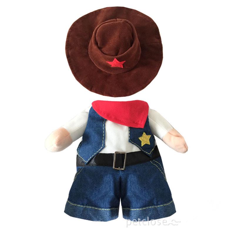 Western Cowboy 3D Funny Pet Costume - Fashionable Two-Legged Teddy Dog Outfit Size 4