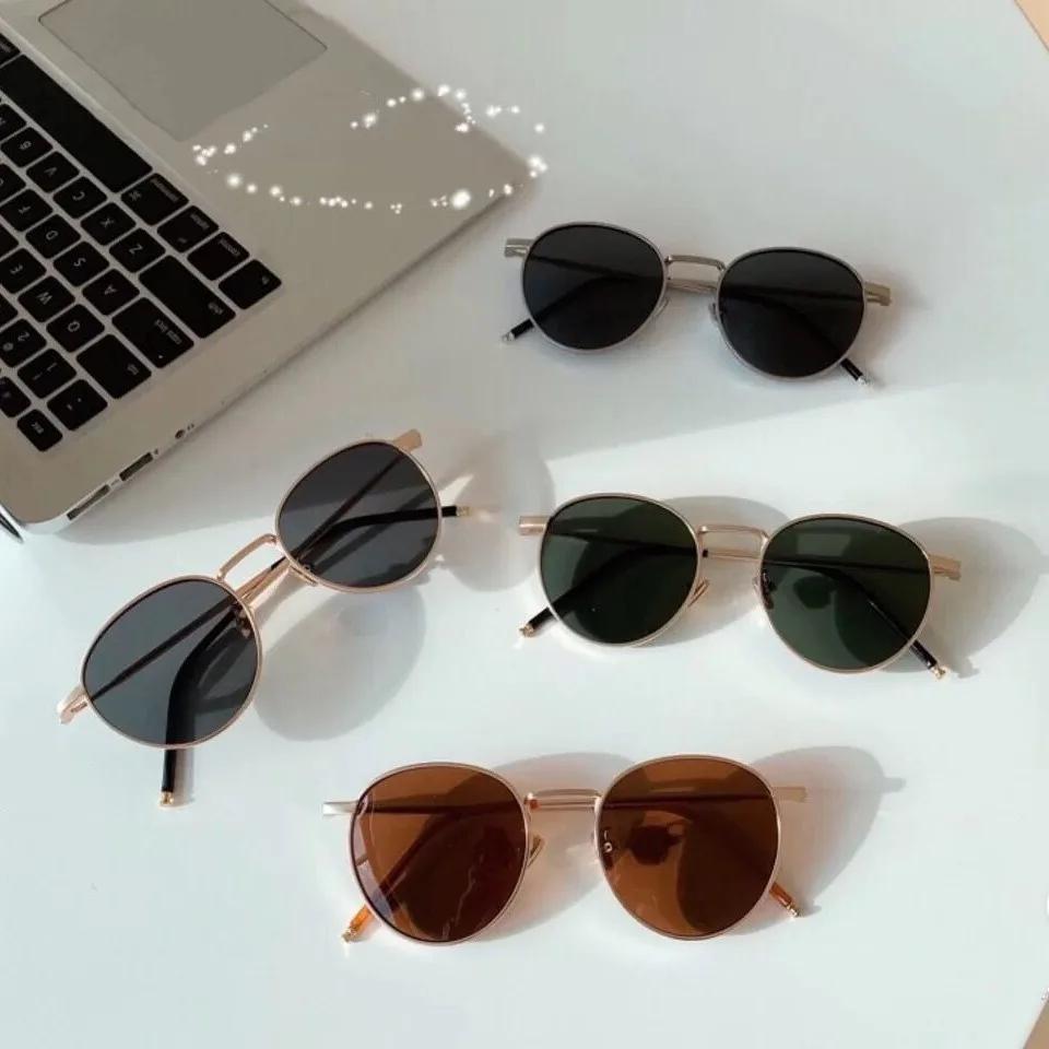 Fashion Metal Frame Round Sunglasses for Women Men Fishing Shades UV Protection Eyewear Trendy Outdoor Accessories