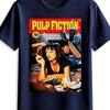 Unisexs Pulp Fiction Graphic Tshirt Black Casual Crew Neck Tee With Iconic Movie Design