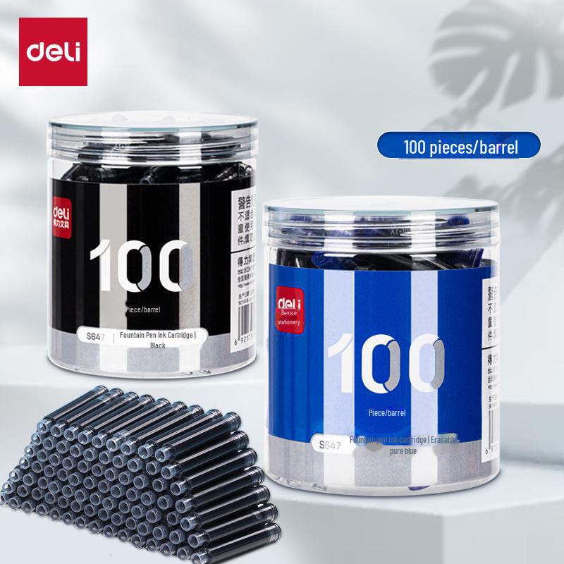 

Deli S647 Large Capacity Fountain Pen Ink Cartridges – Multi-Color Options, Spill-Resistant for Home or Office Use. 30 Erasable Pure Blue Cartridges