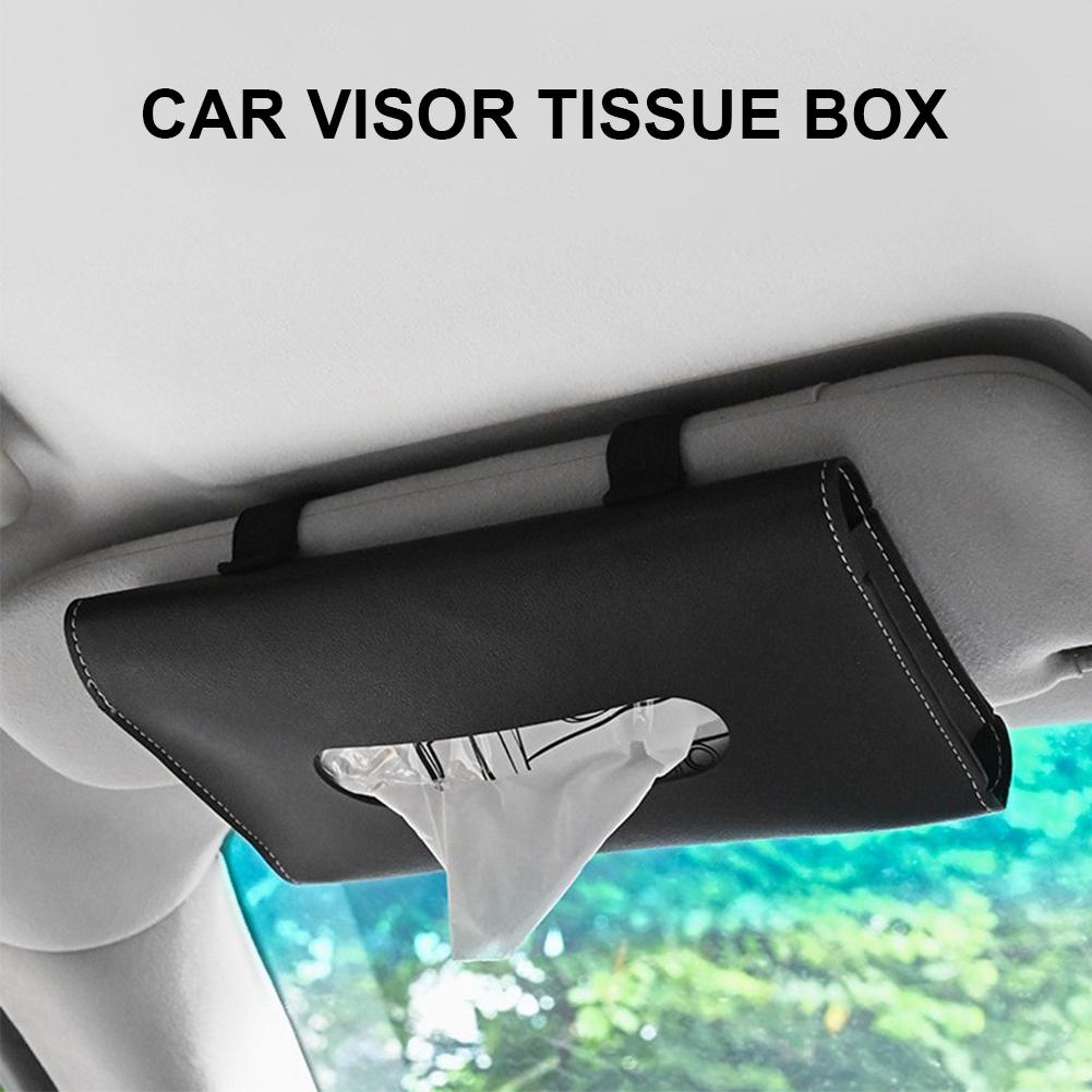 Creative Car Tissue Box Holder Storage PU Leather Sun Visor Napkin Holder Mask Dispenser Auto Interior