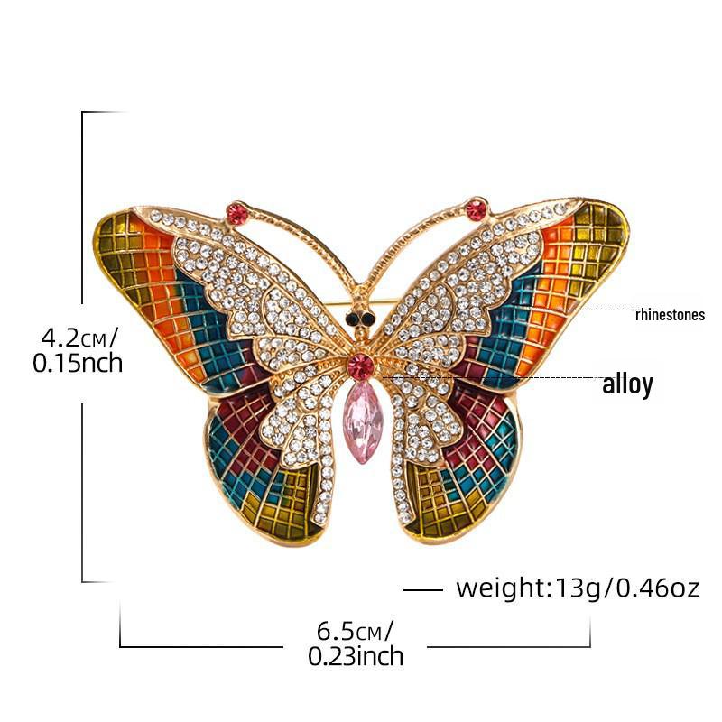 Ekologická luxusní vintage brož s krystalovým diamantovým motýlem pro ženy - Módní hmyzí doplněk