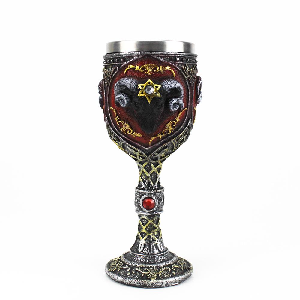 Gothic Goblet 3D Viking Stainless Steel Resin Skull Wine Goblet Dragon Claw Skeleton Spine Whiskey Cup Wine Glass for Halloween