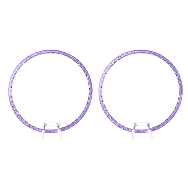 2Pcs Adjustable Embroidery Hoop Spring Loaded Round Plastic Stitching Frames for Sewing Needlework Fabric Craft Project