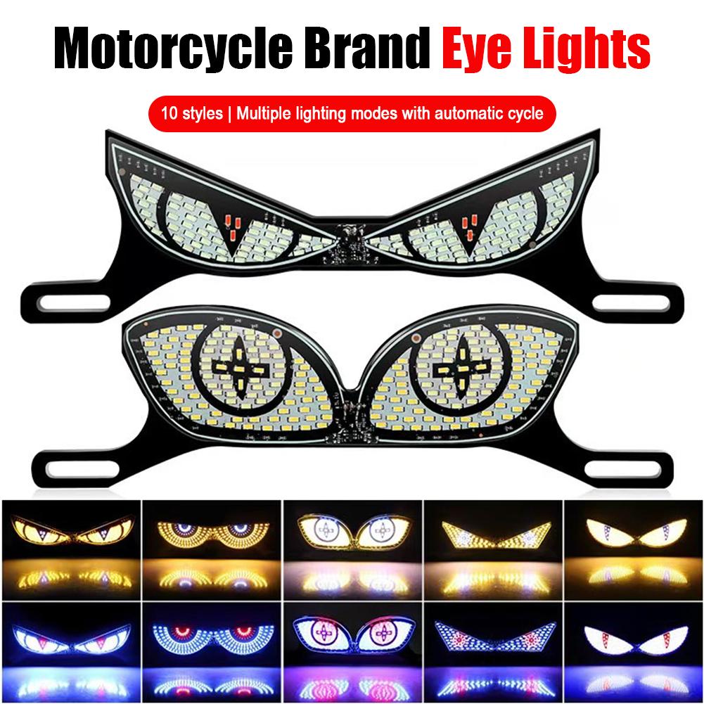 Motorcycle LED License Plate Decorative Lights Snake Eye Rear Tail Light Strobe Flashing Electric Motorcycle Modified Accessory