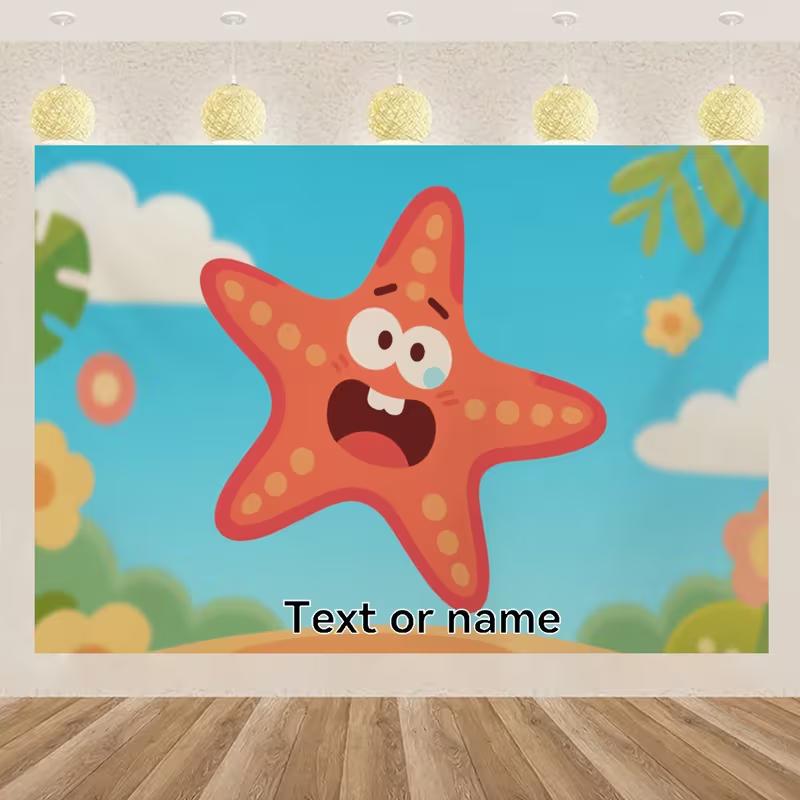 2D Cartoon Starfish Customizable Photography Backdrop Background 47.2x31.5inch/120*80cm