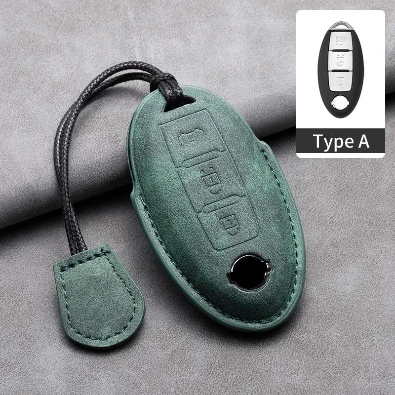 Leather Car Remote Key Case Cover Shell for Nissan Versa Maxima Altima Rogue Armada Sentra Murano for Infiniti FX35 QX60